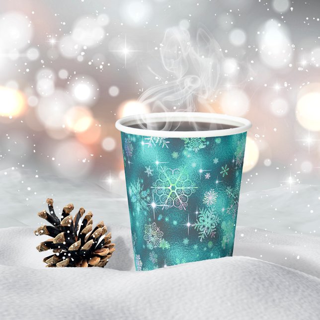 Gobelets En Papier Snowflakes le plus beau Motif ID Turquoise846 (Créateur téléchargé)