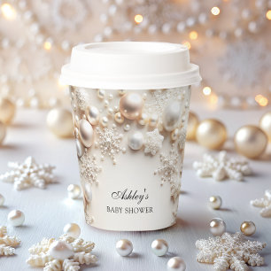 Gobelets En Papier Snowflakes Winter Wonderland Baby shower