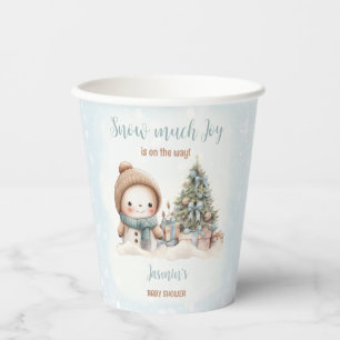 Gobelets En Papier Snowman Blue Winter Christmas Boy Baby shower