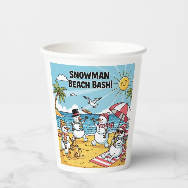 Gobelets En Papier Snowmen Beach Bash (Recto)