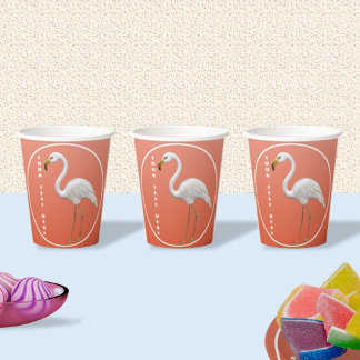 Gobelets En Papier Soft Peach Flamant rose Party
