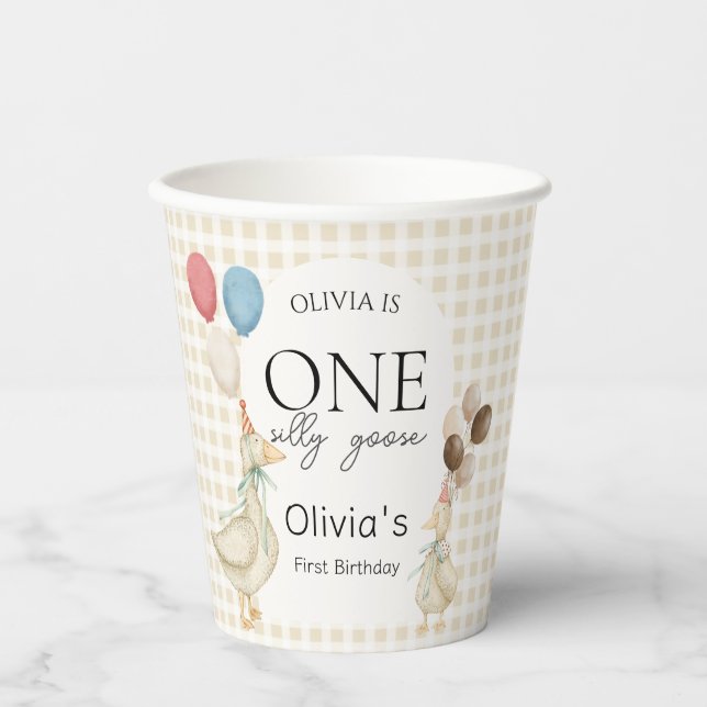 Gobelets En Papier Soirée d'anniversaire d'une oie sotte (Recto)
