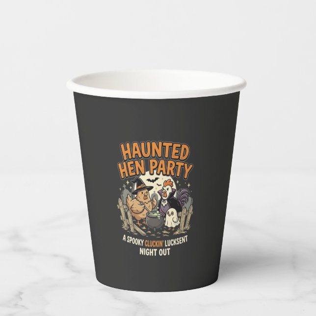 Gobelets En Papier Soirée de poule hantée d'Halloween (Recto)