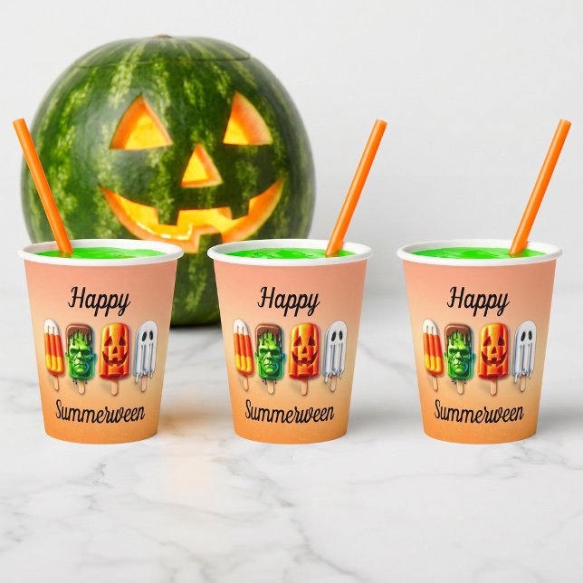 Gobelets En Papier Soirée d'été d'Halloween Summerween (Créateur téléchargé)