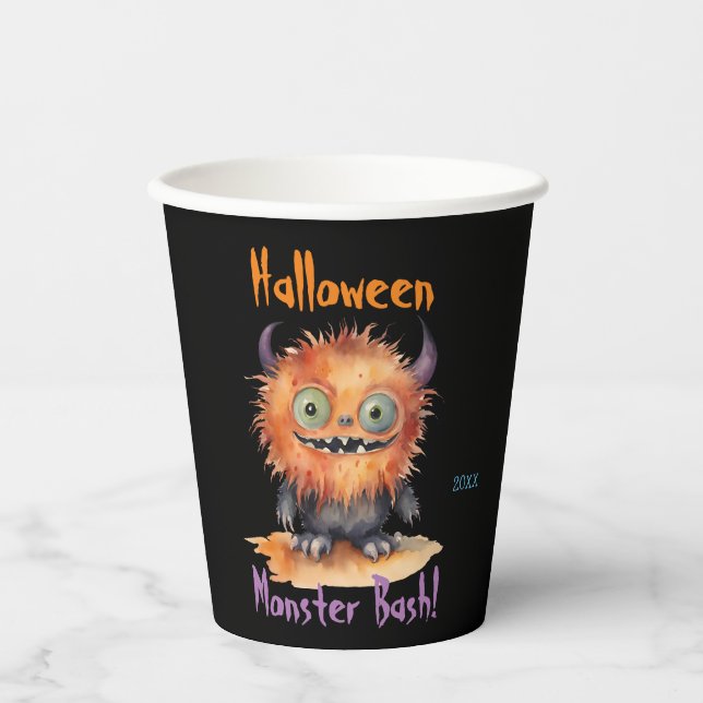 Gobelets En Papier Soirée d'Halloween du mignon Monster Bash (Recto)