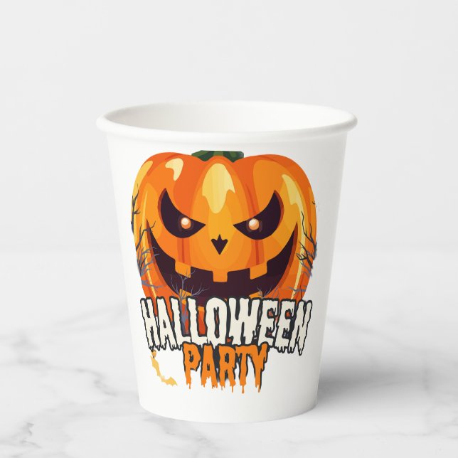 Gobelets En Papier Soirée Halloween – Création de citrouilles de Jack (Recto)