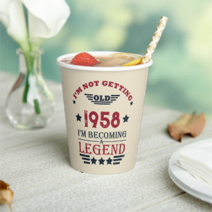 Gobelets En Papier Soirée personnalisée vintage de 65e anniversaire