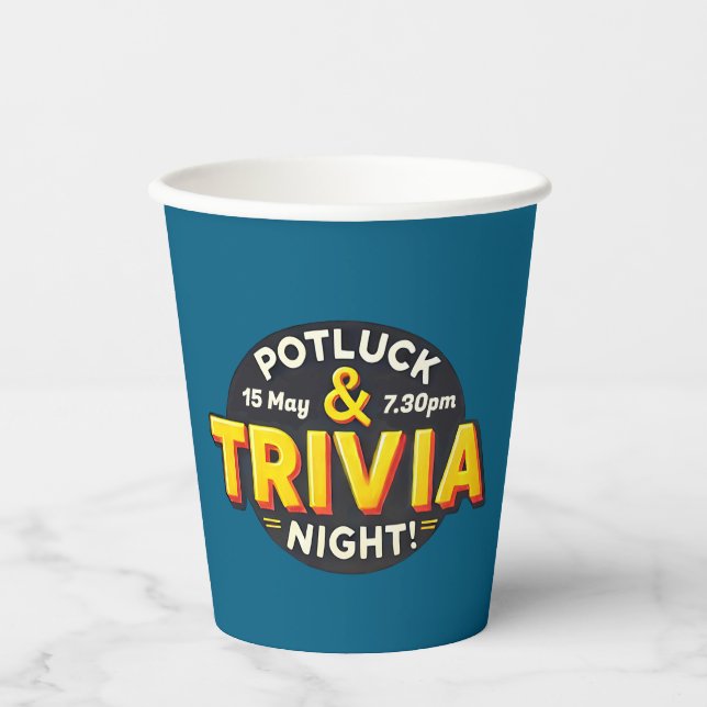 Gobelets En Papier Soirée Potluck Trivia se réunir (Recto)
