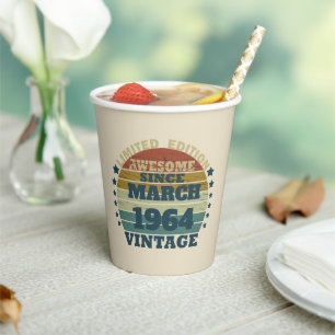 Gobelets En Papier Soixante vintage 60e anniversaire