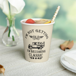 Gobelets En Papier Soixante vintage 60e anniversaire