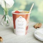 Gobelets En Papier Soleil de Terracotta | Mariage de monogramme<br><div class="desc">Avec de belles touches de pinceau abstraites et votre choix de personnalisation. La terre cuite est une couleur populaire pour les mariages. Cette suite d'invitation est à la fois sophistiquée et romantique grâce à ses teintes orange et marigold. Ajoutez une touche amusante et festive à votre célébration avec des tasses...</div>