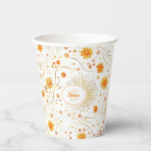 Gobelets En Papier Soleil doré et rayons - avec étoile Abstraite
