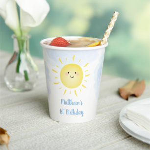 Gobelets En Papier Soleil Nuages Blue Boy Anniversaire
