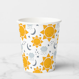 Gobelets En Papier Soleils, lunes et nuages de Kawaii