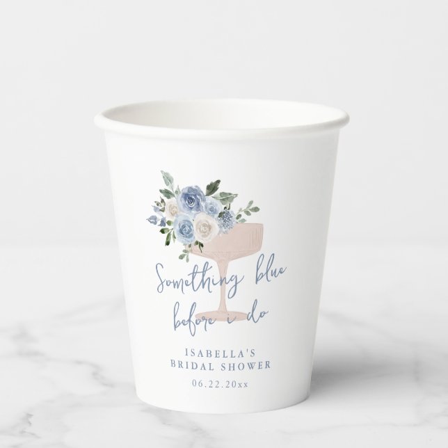 Gobelets En Papier Something Blue avant de faire une baby shower (Recto)