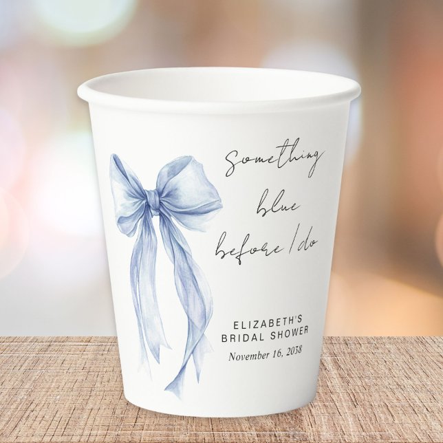 Gobelets En Papier Something Blue Coquette Bow Bridal Shower (Créateur téléchargé)