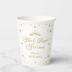 Gobelets En Papier Son Altesse Fiveness Or Princesse 5e Anniversaire