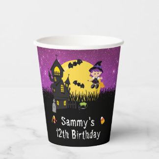 Gobelets En Papier Sorcière de fête d'anniversaire d'Halloween violet