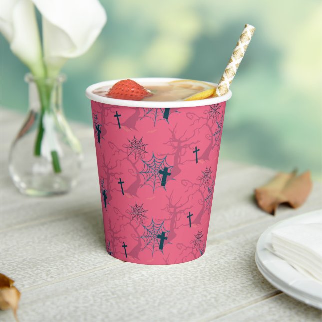 Gobelets En Papier Sorcières rose framboise Joyeuses tasses de papier (Insitu)