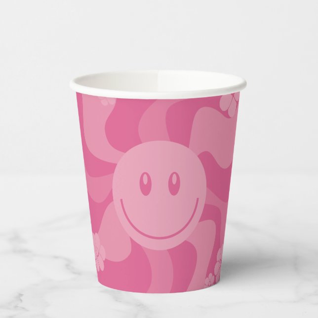 Gobelets En Papier Sourire - rose (Gauche)