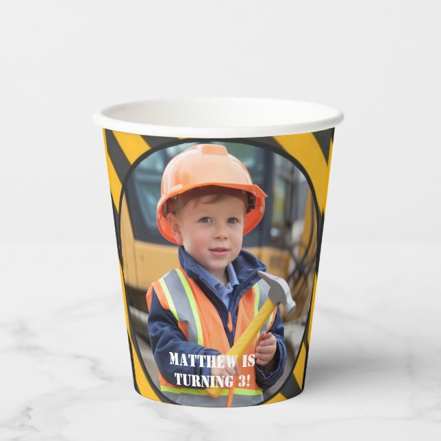 Gobelets En Papier Sous Construction Boy's Birthday Bash (Recto)