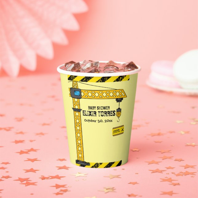 Gobelets En Papier Sous Construction Tower Cranes Baby shower (Insitu)