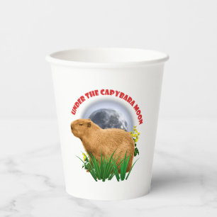 Gobelets En Papier Sous la Lune du Capybara Animal Mignon