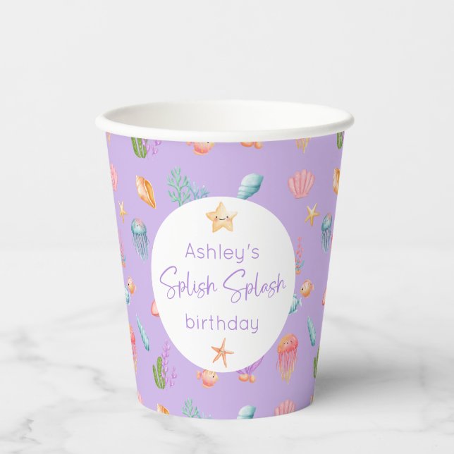 Gobelets En Papier Sous la mer Anniversaire (Recto)