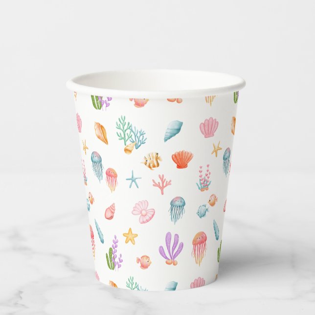 Gobelets En Papier Sous la mer Anniversaire (Recto)