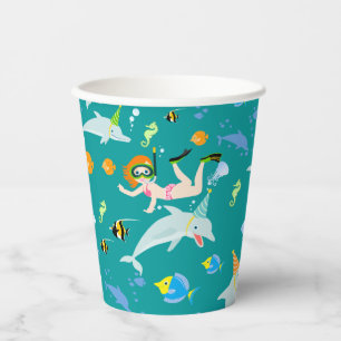 Gobelets En Papier Sous la mer dauphins et fête d'anniversaire fille