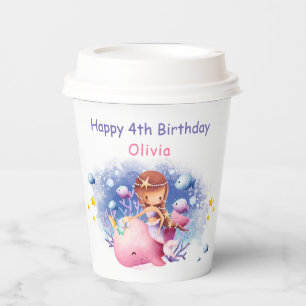 Gobelets En Papier Sous la mer, mignonne Sirène Anniversaire