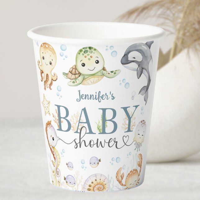 Gobelets En Papier Sous l'océan Fête de bébé Shower Mixte (Créateur téléchargé)