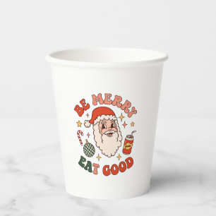 Gobelets En Papier Soyez Joyeux Mangez Bon Noël Père Noël Soda Canne