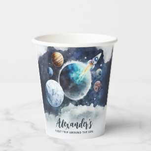 Gobelets En Papier Space Planètes & Rockship Boy 1er anniversaire