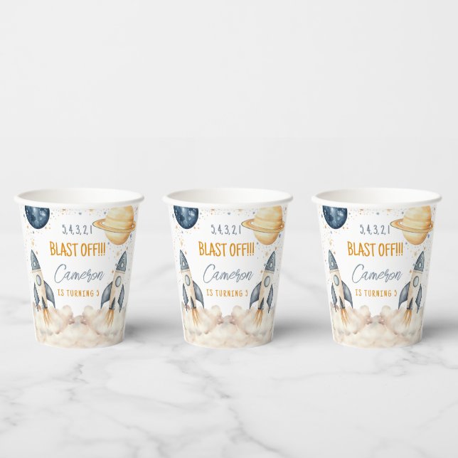 Gobelets En Papier Space Rockship Extérieur Espace Anniversaire (Multi)