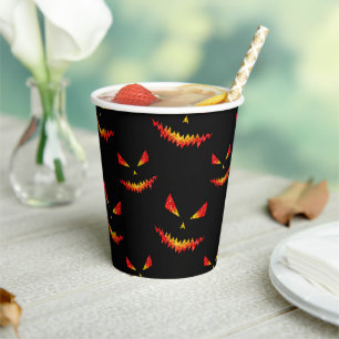 Gobelets En Papier Sparkly Jack O'Lantern face motif Halloween
