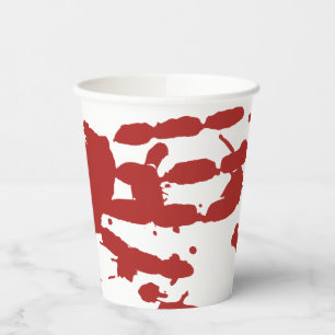 Gobelets En Papier Spatule de sang Main sanglante Imprimer Halloween