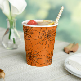 Gobelets En Papier Spider Web sur Orange Halloween Paper Cup