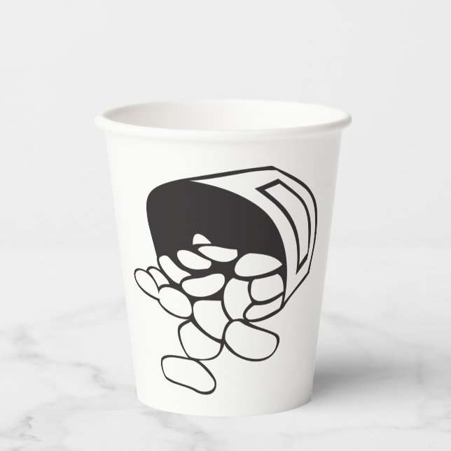 Gobelets En Papier Spilled Beans Black and White Outline (Recto)