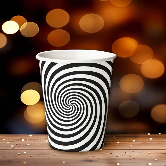 Gobelets En Papier Spirale d'hypnose (These fun paper cups add a touch of optical illusion and mind-bending fun to any setting.)