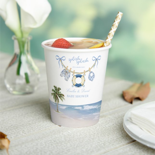 Gobelets En Papier Splish Splash Tropical Baby Shower Paper Cup (Insitu)
