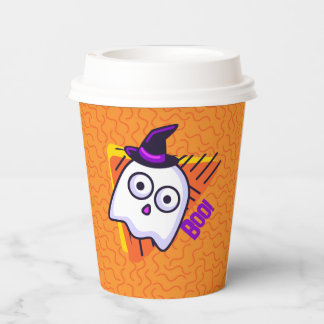 Gobelets En Papier Spooky Ghost Halloween Cups - orange
