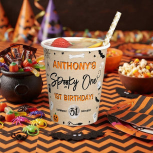 Gobelets En Papier Spooky One ! Fête d'anniversaire de 1 an Halloween
