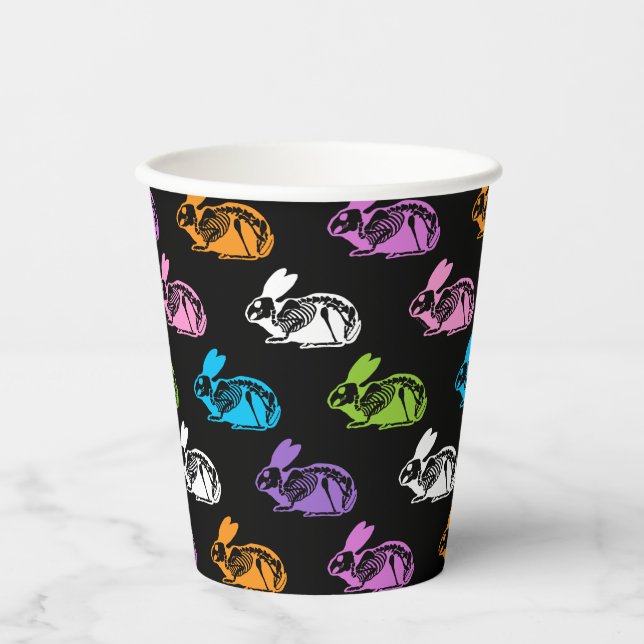 Gobelets En Papier Squelette éffrayant Squelette lapin de Pâques Moti (Recto)