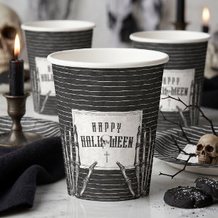 Gobelets En Papier Squelette gothique vintage Joyeux Halloween