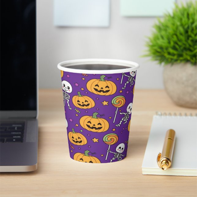 Gobelets En Papier Squelette mignon pour s'amuser à Halloween (Insitu)
