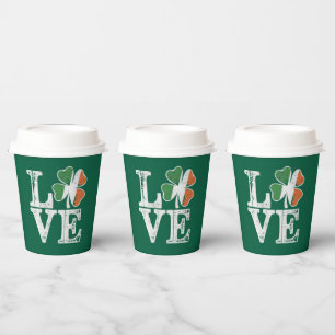 Gobelets En Papier St Patricks Day Amour Chanceux Trèfle Irlandais Ve