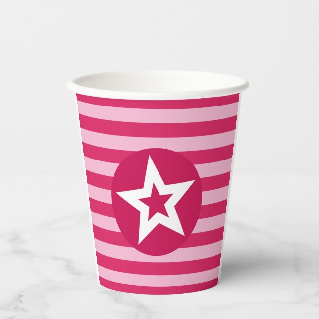 Gobelets En Papier Star rose et coupe de bande (Recto)
