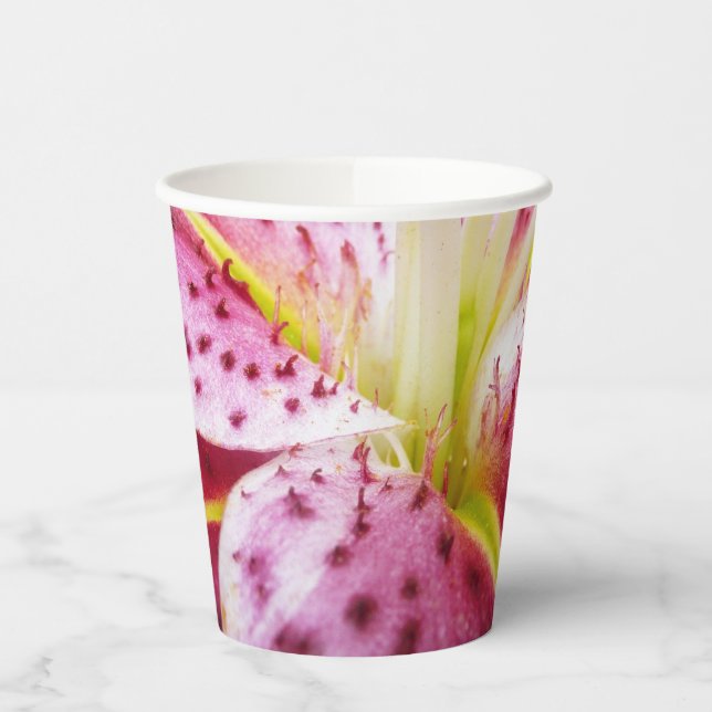 Gobelets En Papier Stargazer Lily brillant Magenta Floral (Gauche)