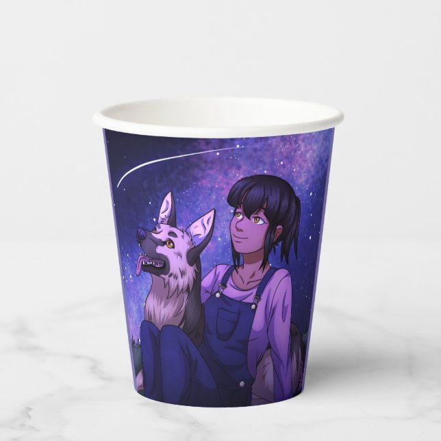 Gobelets En Papier Stargazing avec un chien (Recto)